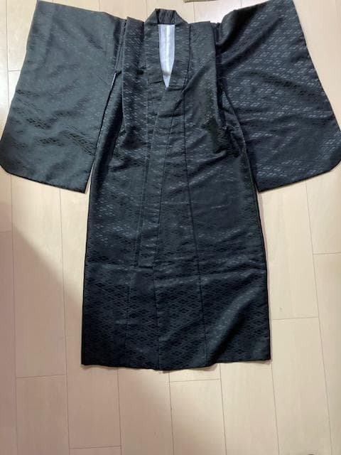 七五三 5歳 男の子 羽織着物フルセット 4.黒地に鷹と富士山（袴：紺の縦縞）