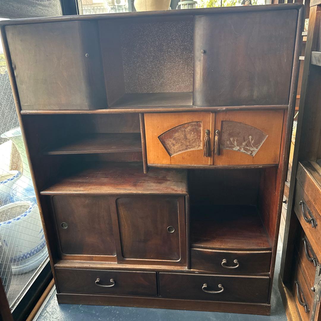 瞬間的お値下げ‼️ヴィンテージ　茶箪笥　アザミの絵が描かれていて素敵❣️