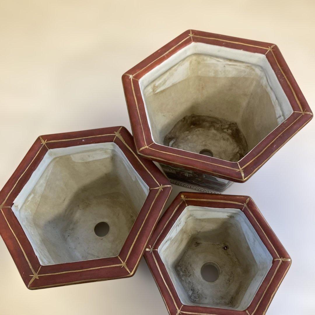 九谷焼　庄三　植木鉢3個セット