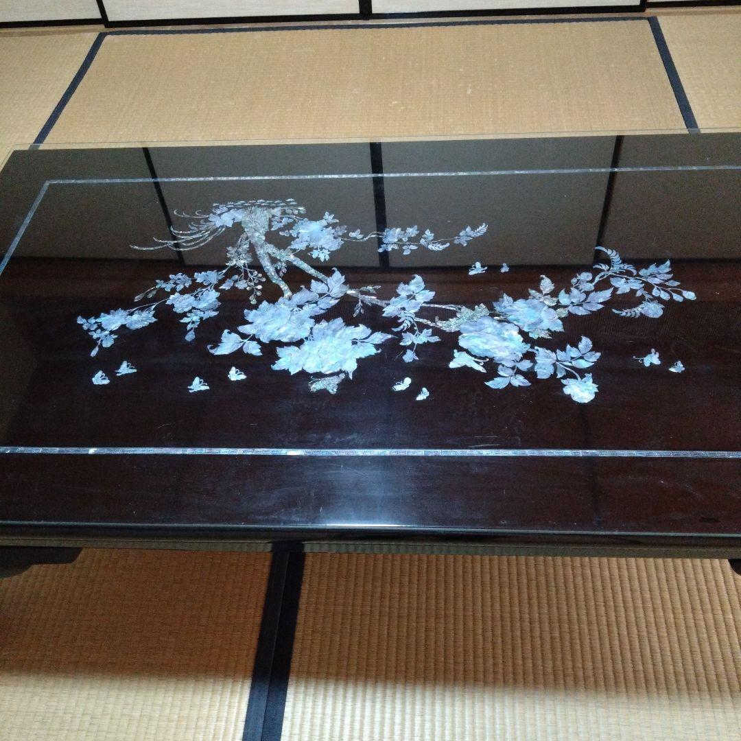 「黒うるし地」に「螺鈿細工（らでんざいく）座卓」「高級」「和室」「ローテーブル」
