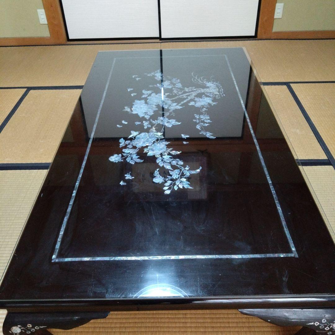 「黒うるし地」に「螺鈿細工（らでんざいく）座卓」「高級」「和室」「ローテーブル」