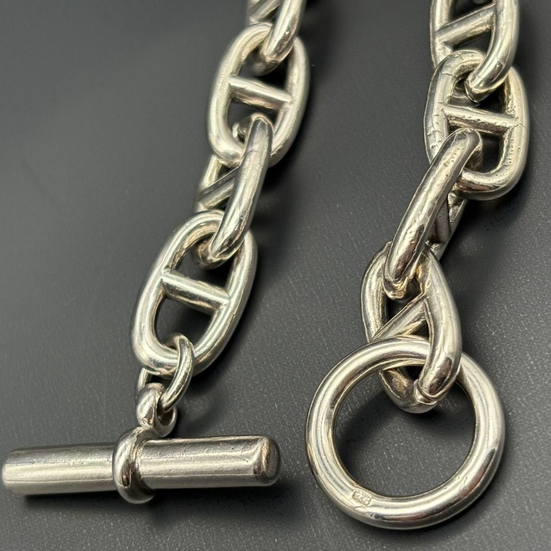 シルバー 925 ヴィンテージ シェーヌ 10コマ チェーン ブレスレット 刻印