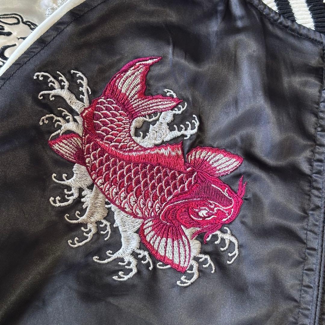 【超希少】朧 オボロ スカジャン 鯉 富士山 刺繍 OBORO ブラック L