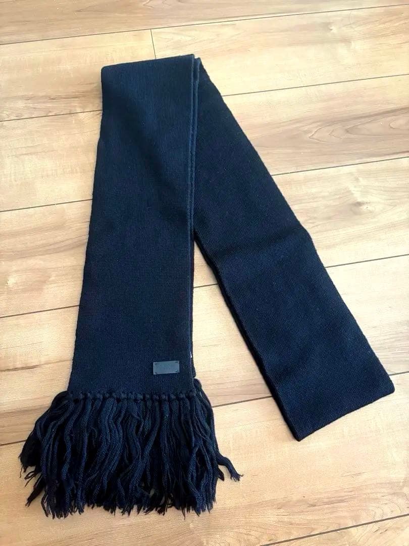 最終値下げ⭐︎SAINT LAURENT⭐︎黒ウールマフラー フリンジ付き