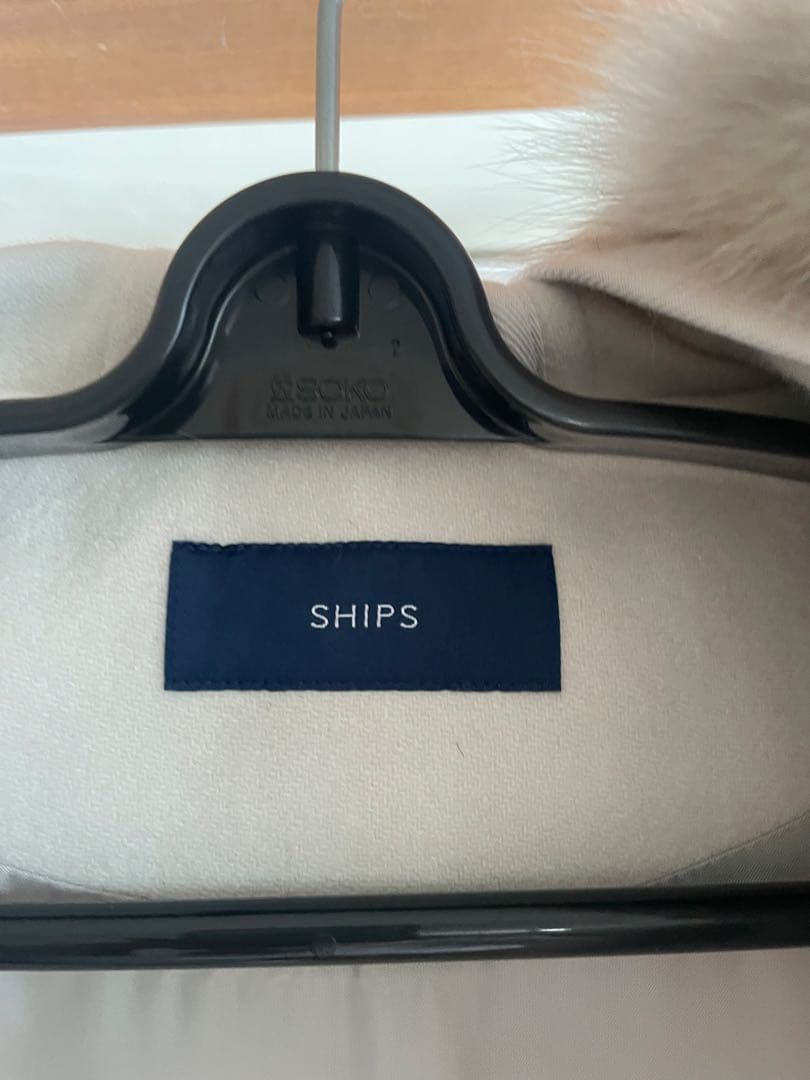 SHIPS ファー付きダッフルコート ホワイト