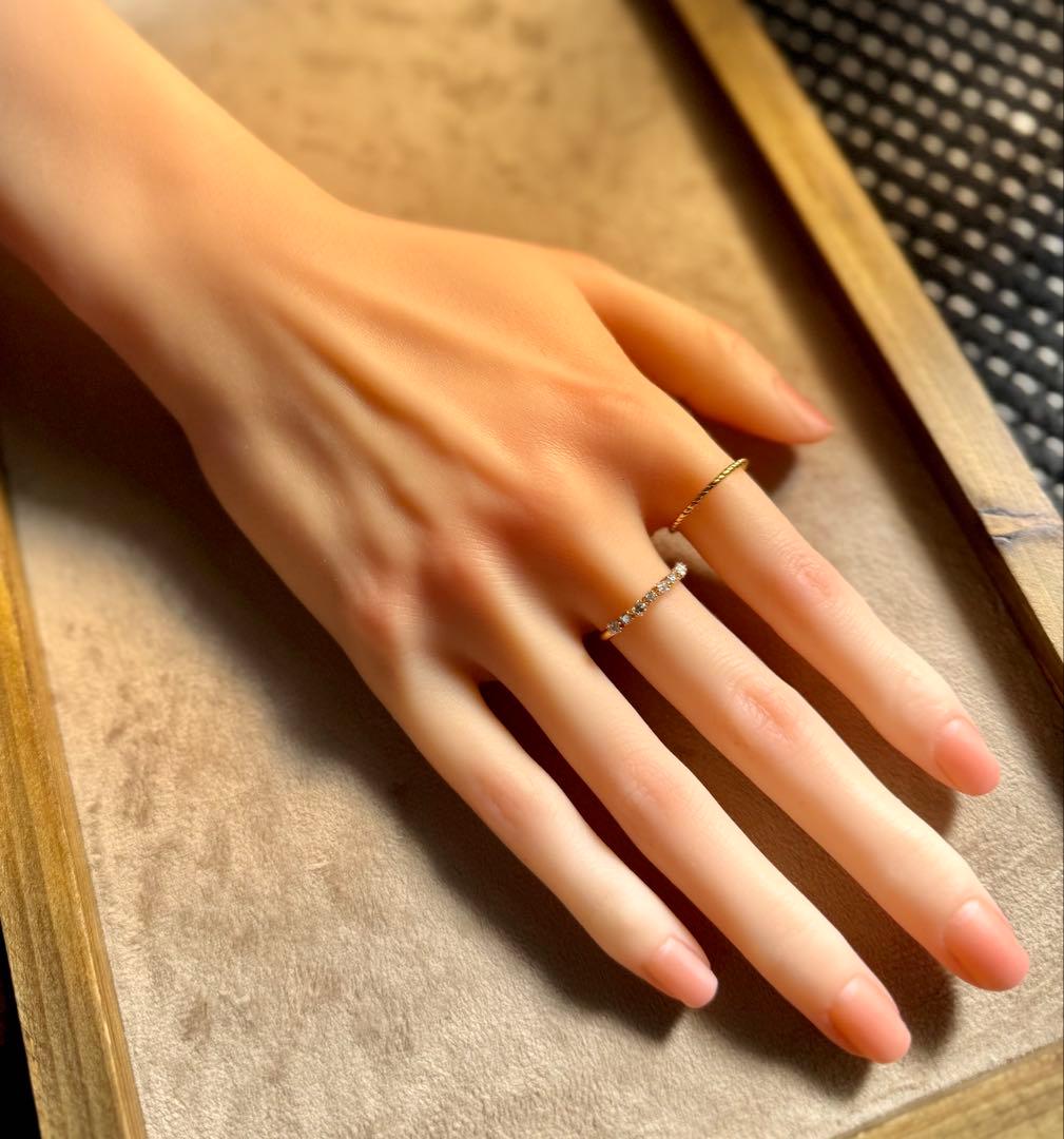 K18YG*17号*プリンセス×ラウンド*ダイヤモンド*ハーフエタニティリング