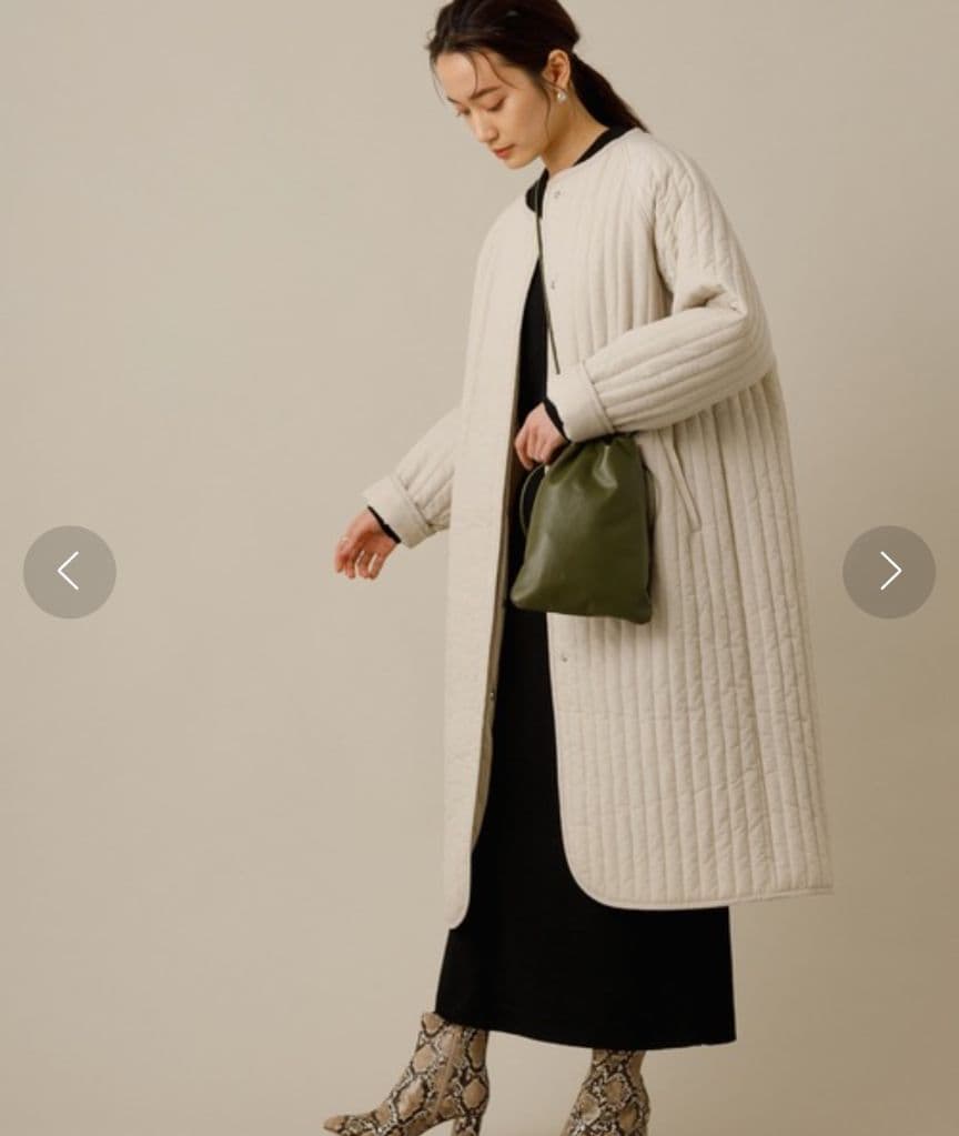 新品 ADAM ET ROPE' アダムエロペ 縦キルティングコート アイボリー