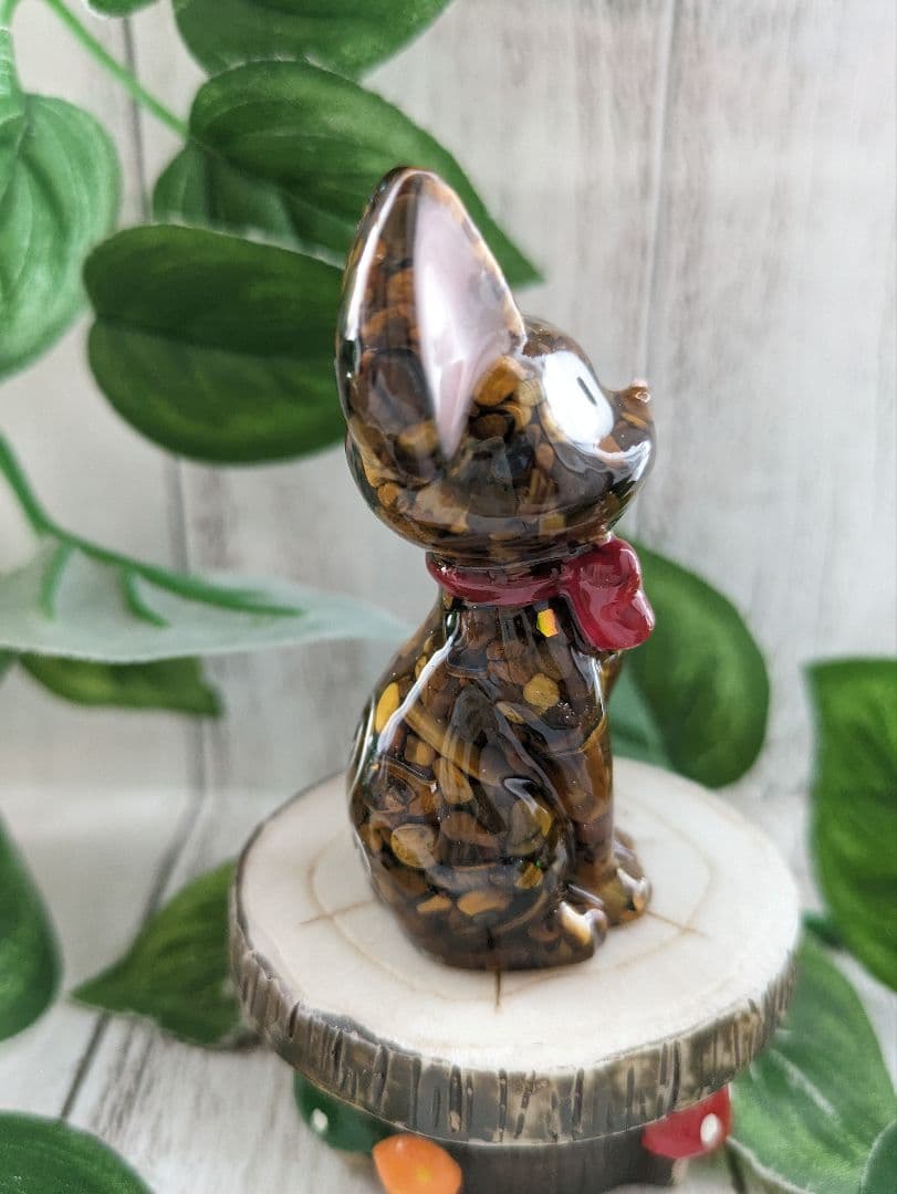 【はるかな】ミニサイズ！タイガーアイの蝶ネクタイねこちゃん形オルゴ☆他５点