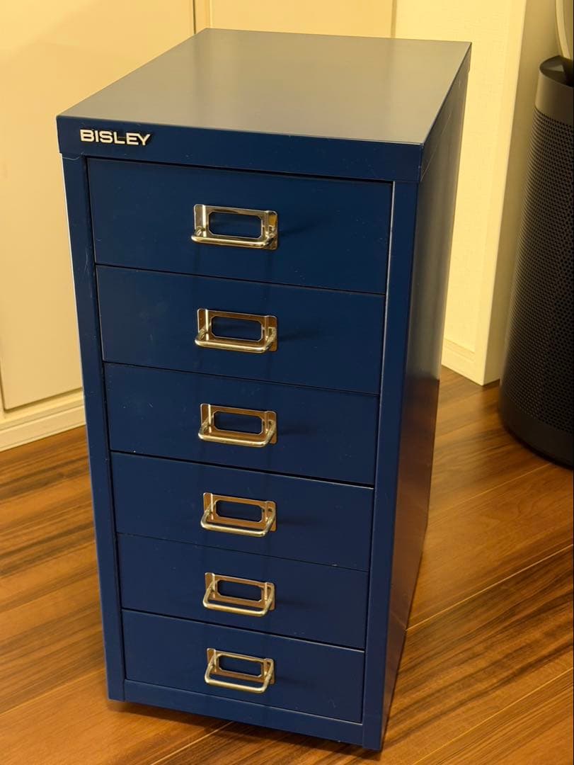 BISLEY スチール製 6段引き出しキャビネット ブルー