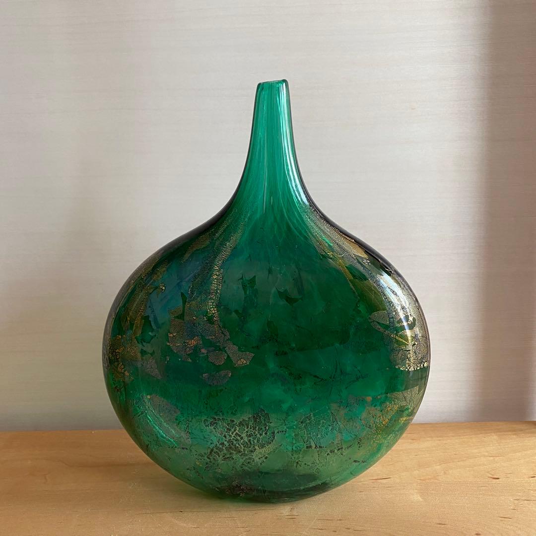 ヴィンテージ アズリンガラス ロリポップ フラワーベース 花瓶