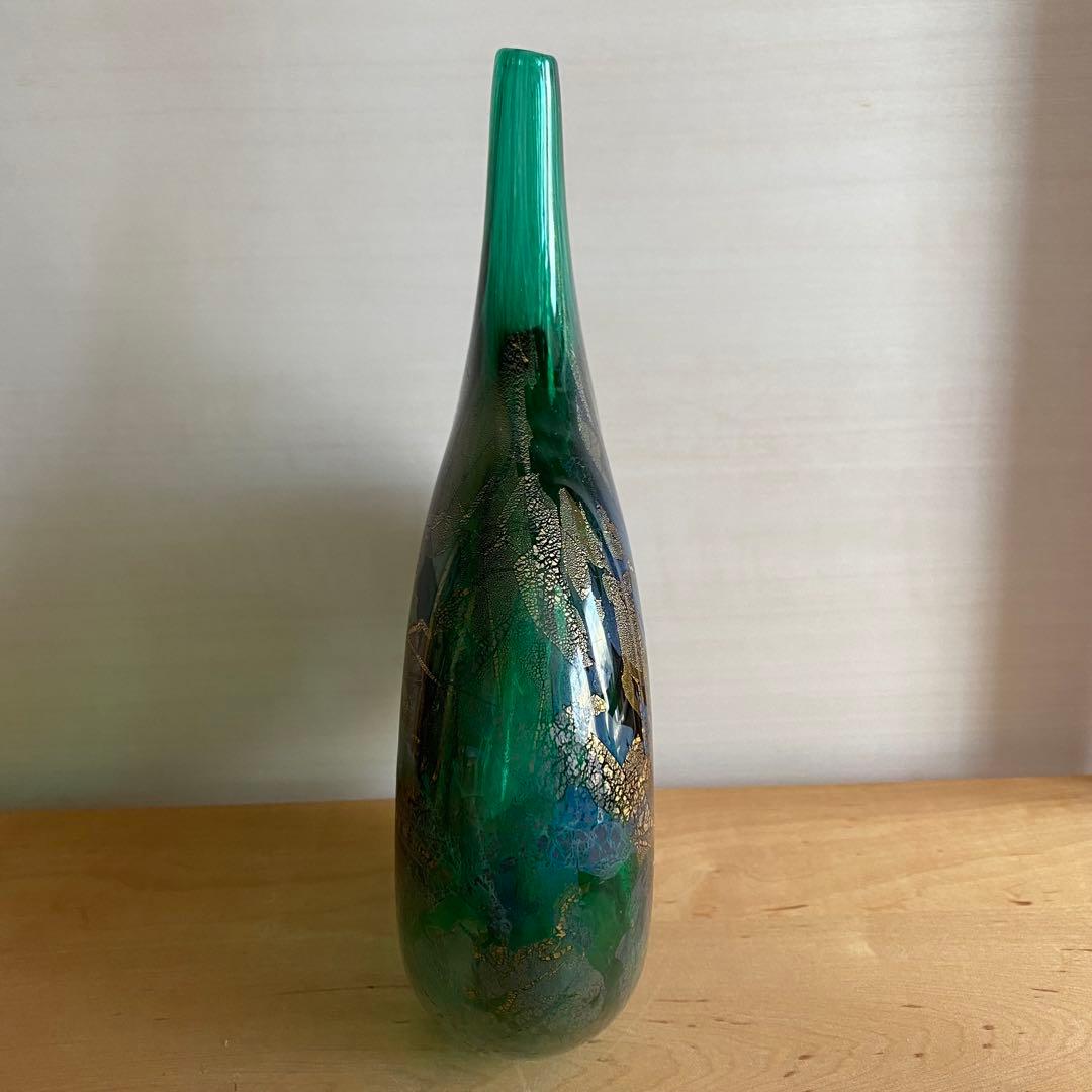 ヴィンテージ アズリンガラス ロリポップ フラワーベース 花瓶