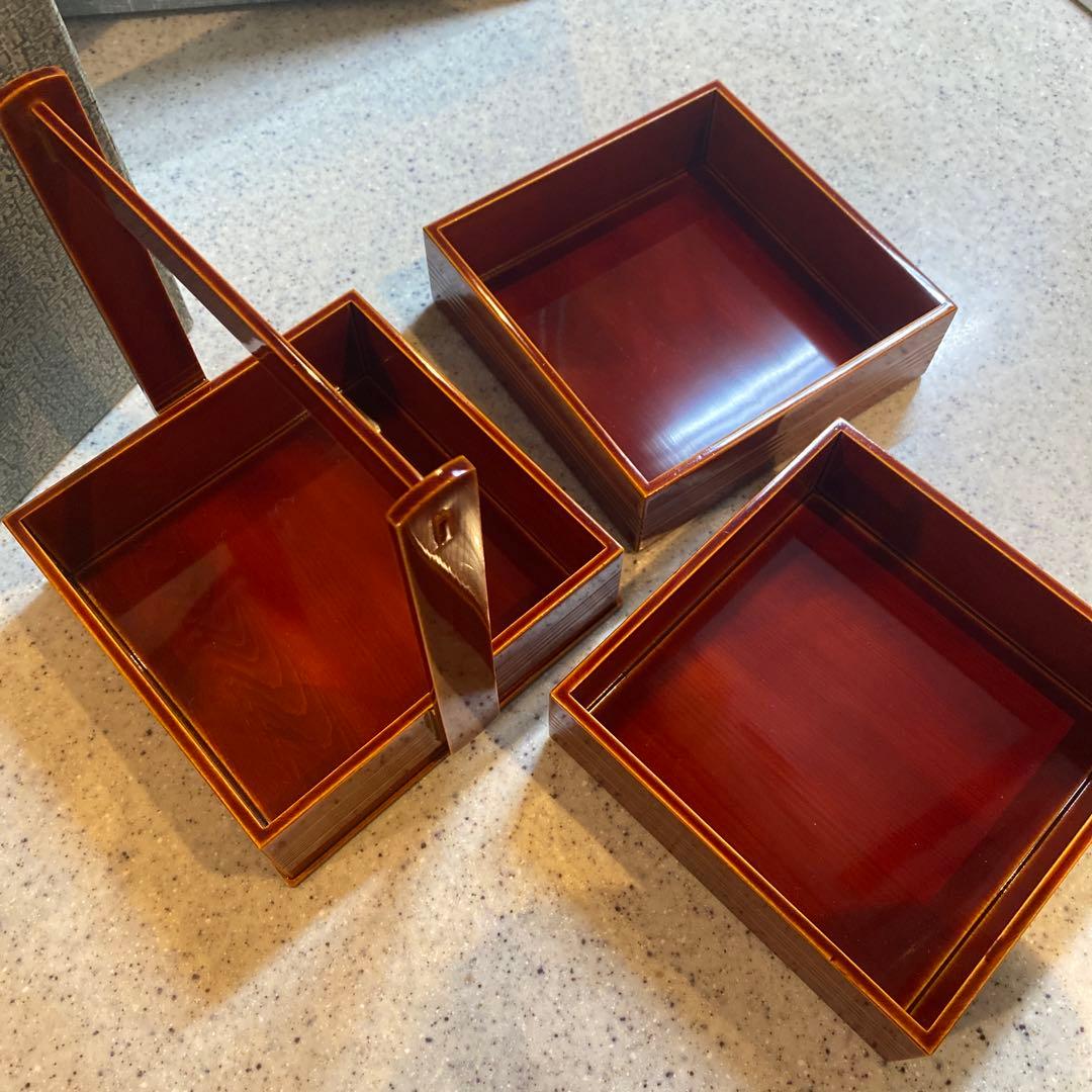 飛騨　春慶塗　持ち手付き三段お重など4種類セット