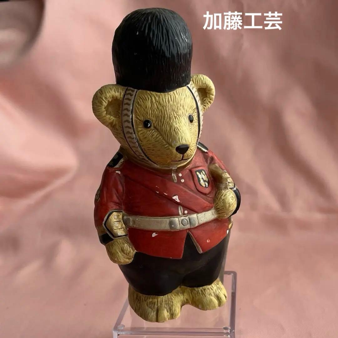 加藤工芸　KATO KOGEI テディベア　イギリス　兵隊　置物　ハンドプリント