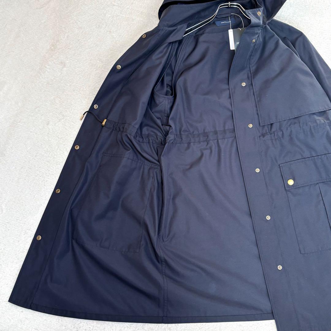 【25AWタグ付】ニューヨーカー 金ボタン フード付きライトコート 紺 洗える