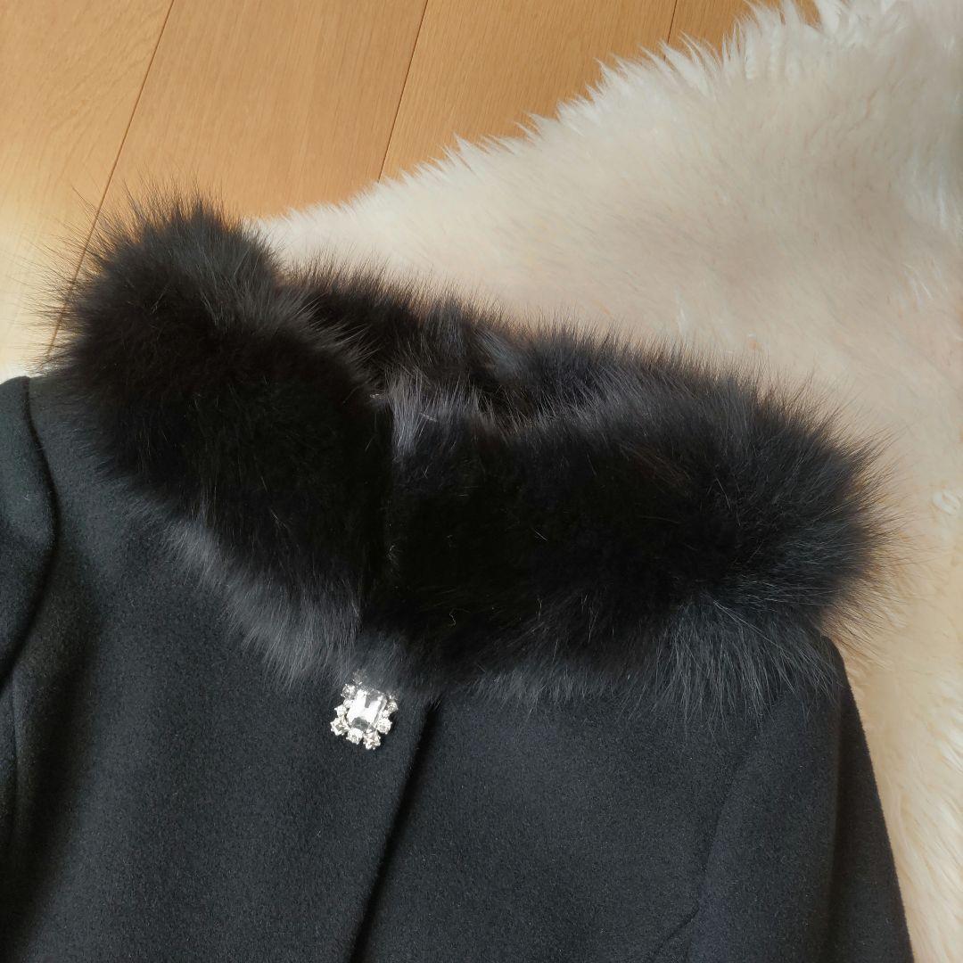 未使用☆38☆FOXファー付☆ノーカラージャケット☆デビュー・ド・フィオレ