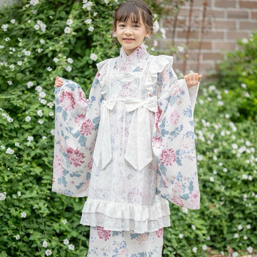 【新品】キャサリンコテージ エプロン 着物 ワンピース ダリアベージュ 150