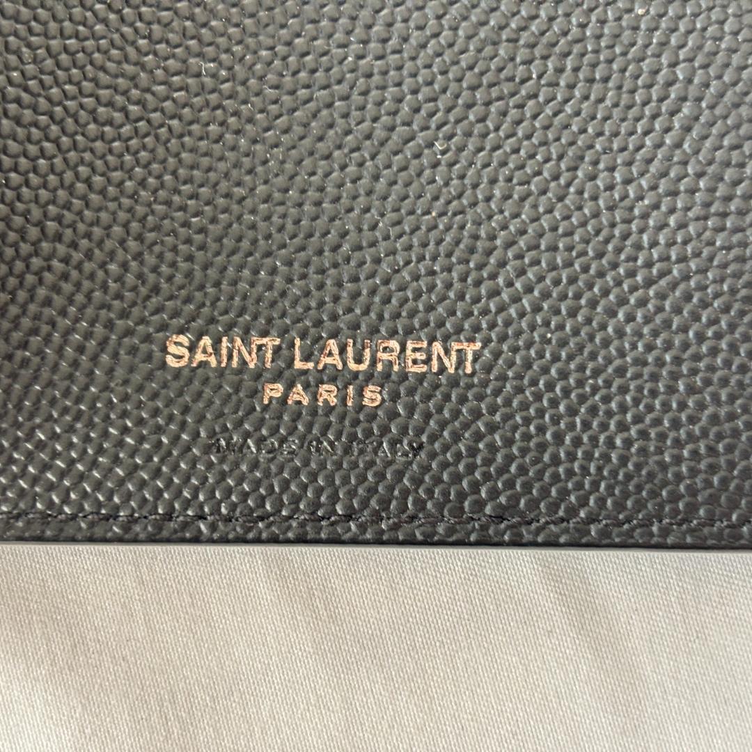 極美品 サンローラン キャビアスキン マネークリップ レザー お洒落 ブラック