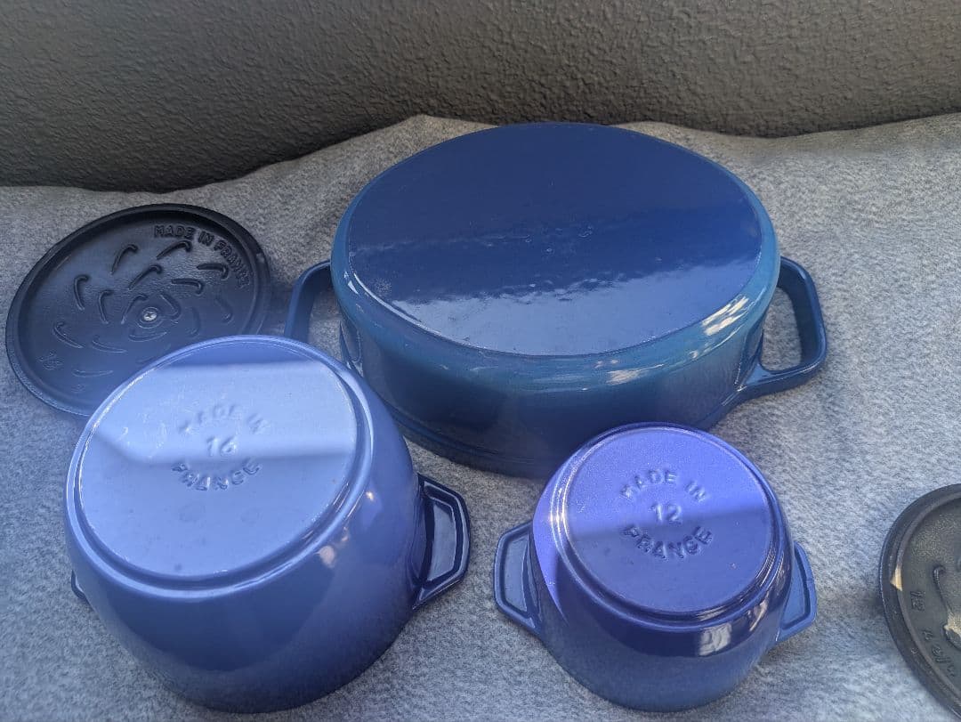 staub 昔のロイヤルブルー　3点セット