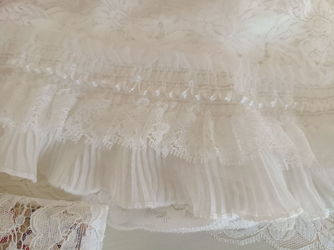 白地に花模様の着物とピンク系作り帯セット☆七五三ハーフ成人式