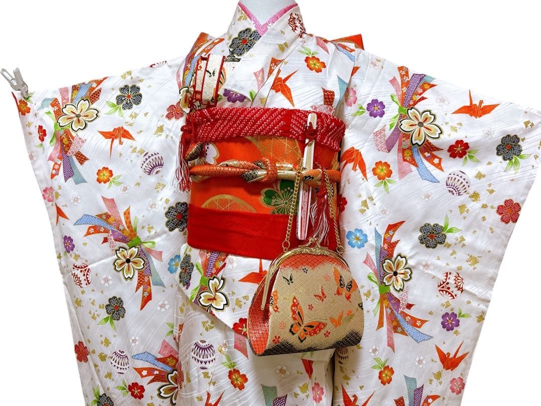 お買い得品【正絹】♡七五三　7歳　女の子　フルセット　一式　白系