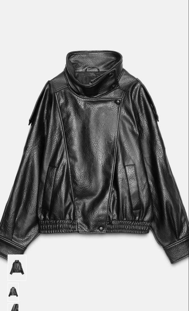 ブラック フェイクレザージャケット