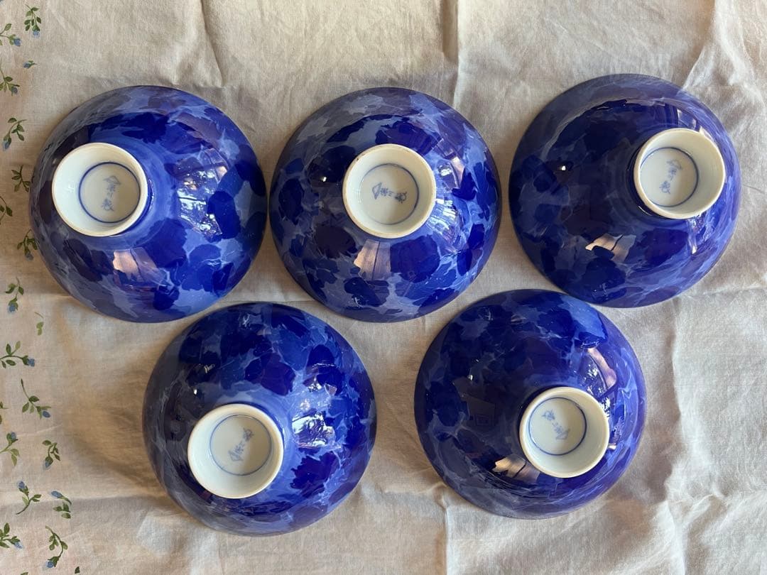 深川製青色飯碗5個セット