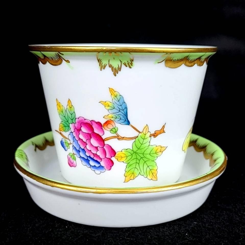 ☆良品☆ヘレンド　ヴィクトリアブーケ　キャッシュポット　花瓶　植木鉢