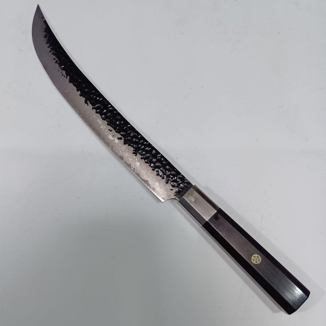 槌目黒打 筋引 カービング 67層ダマスカ スVG10 包丁 ナイフ 黒檀八角柄