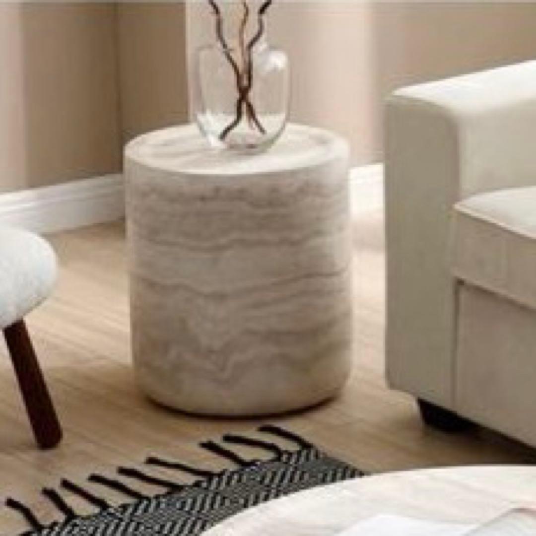 Tracy Luxe Table 大理石調円形マーブルオーバルローテーブル