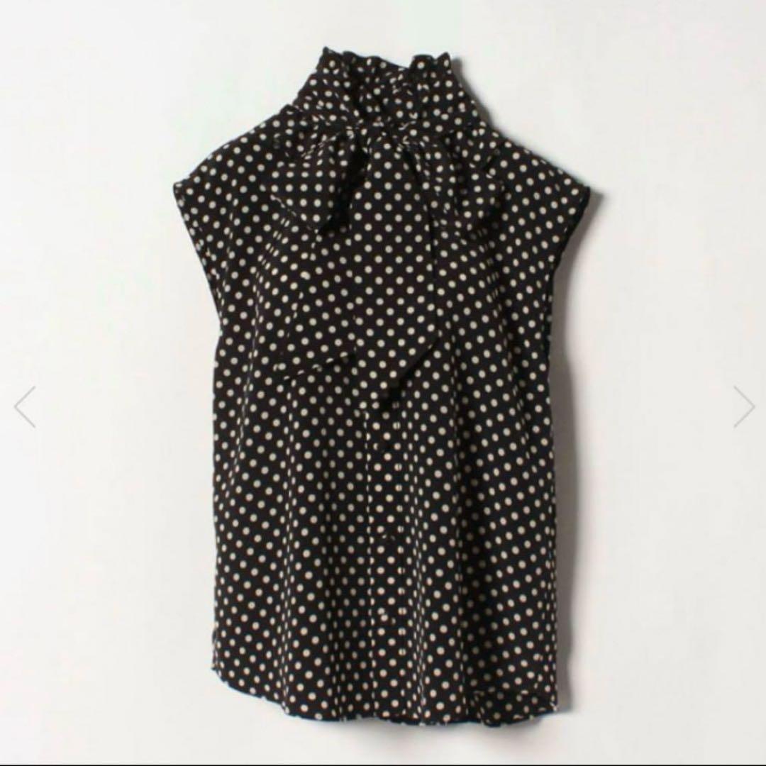 アルアバイル　ルルウィルビー デシンドットフリルボウタイノースリーブブラウス