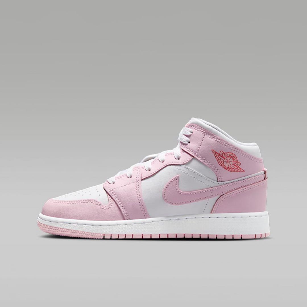 【新品23.5cm】NIKE エアジョーダン１MID GS ピンク/レッド