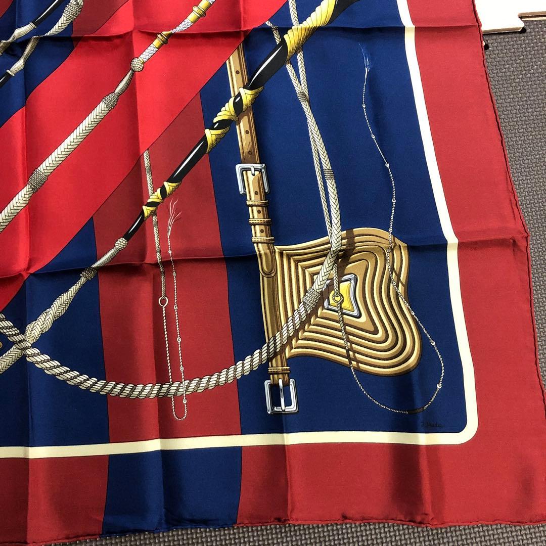 エルメス　カレ90 赤、紺　バンダナ　スカーフ