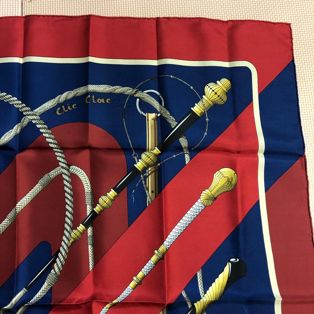 エルメス　カレ90 赤、紺　バンダナ　スカーフ