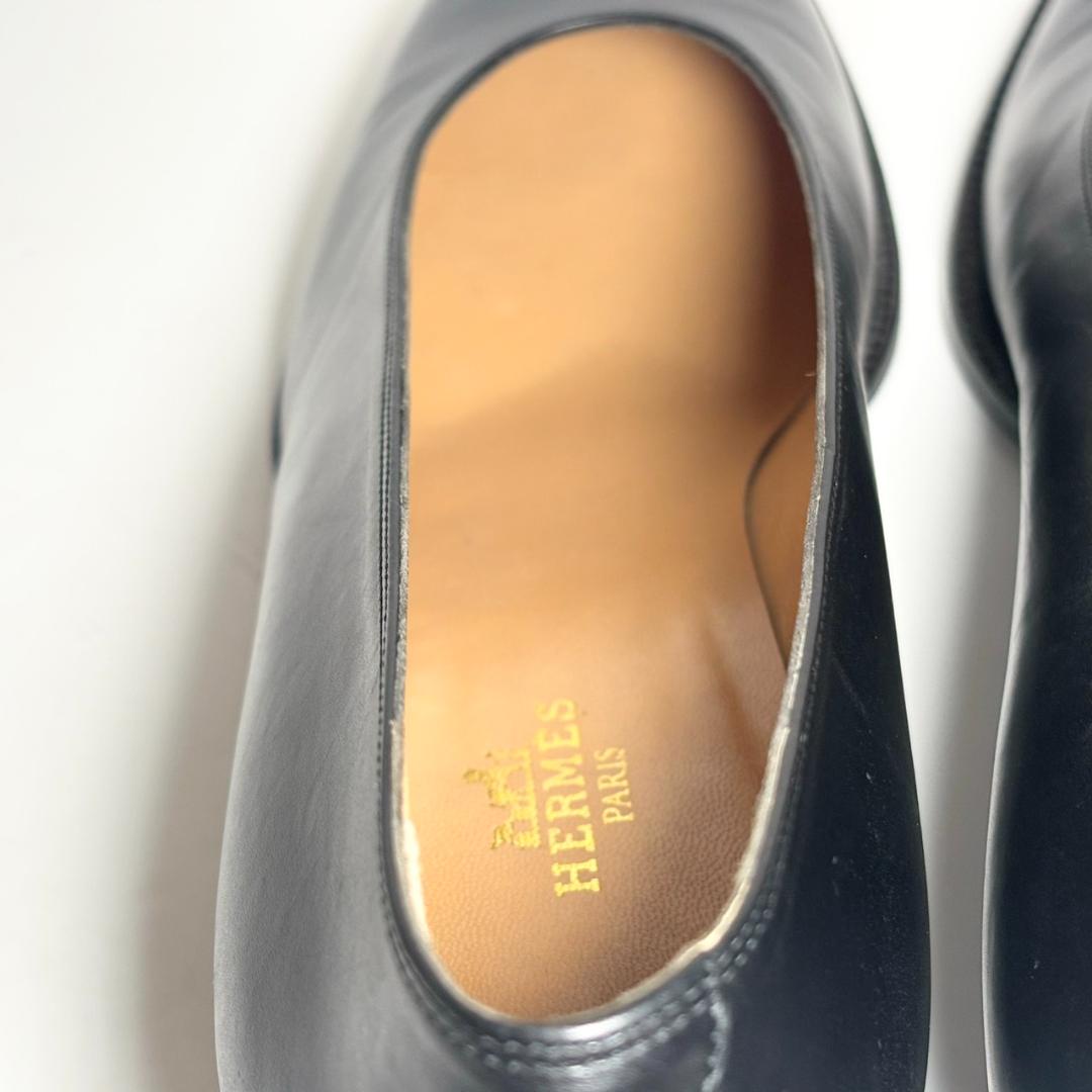 【ランクAB】HERMES パンプス 38.5 約25cm レザー ブラック
