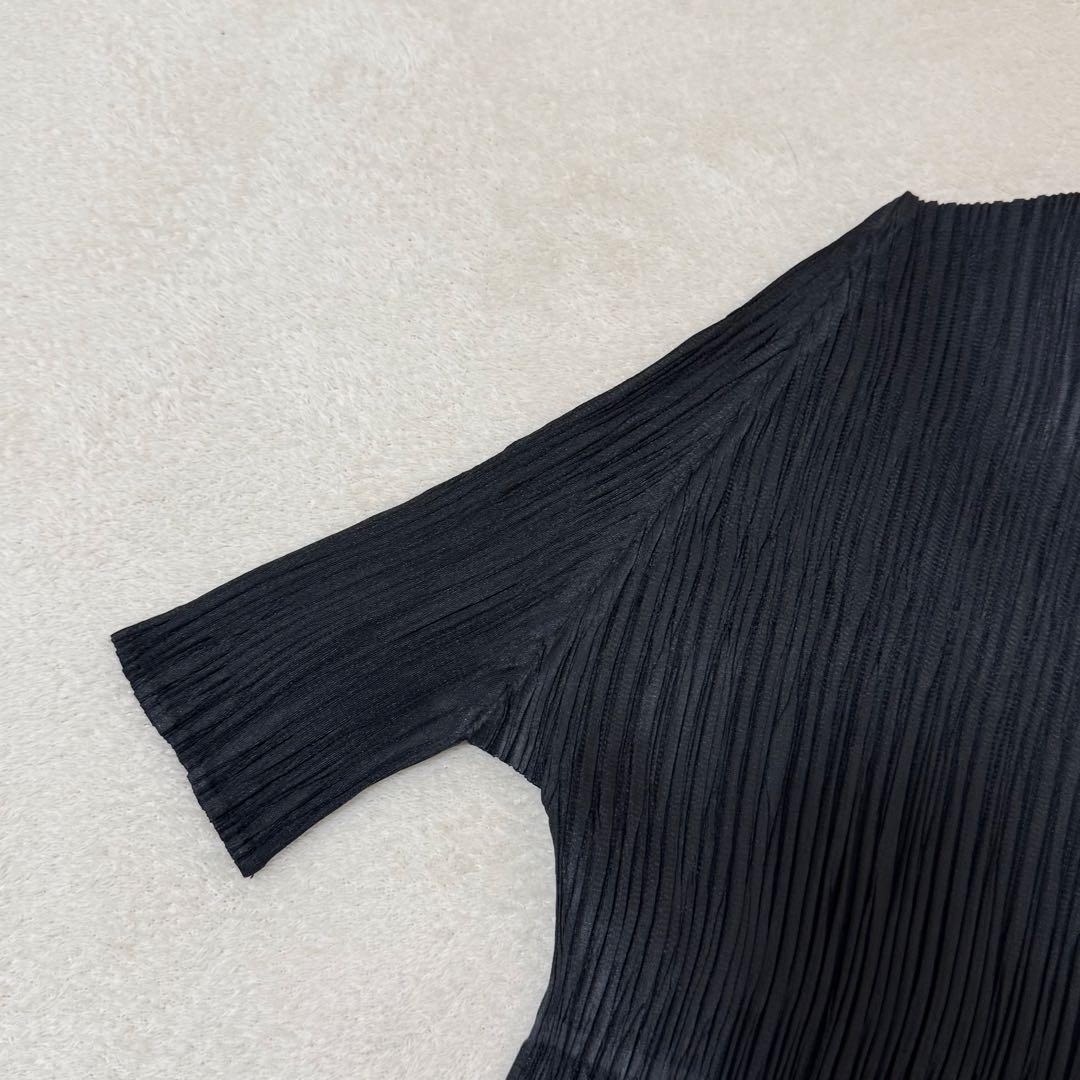 極美品✨PLEATS PLEASE プリーツ　半袖　黒色　シャツ　Lサイズ