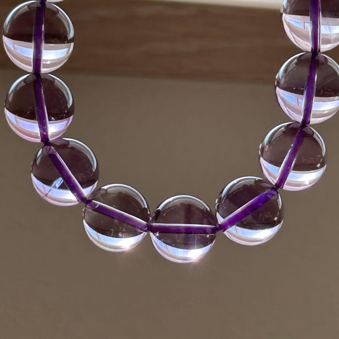 【新品未使用】【透明感抜群】ピンクアメジスト ブレス12mm内径16.5cm