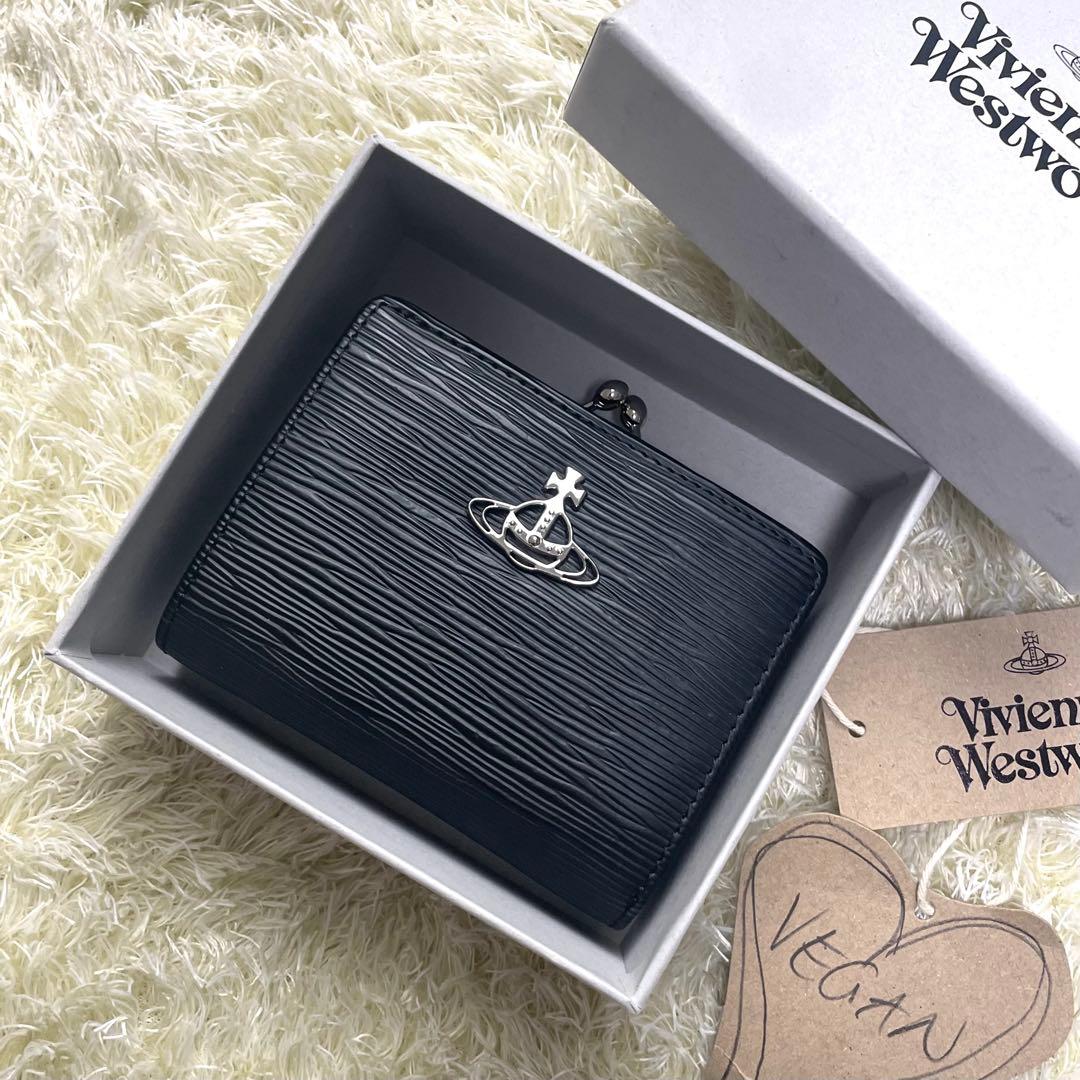 未使用に近い 付属品完備 ヴィヴィアンウエストウッド 二つ折り財布 ブラック