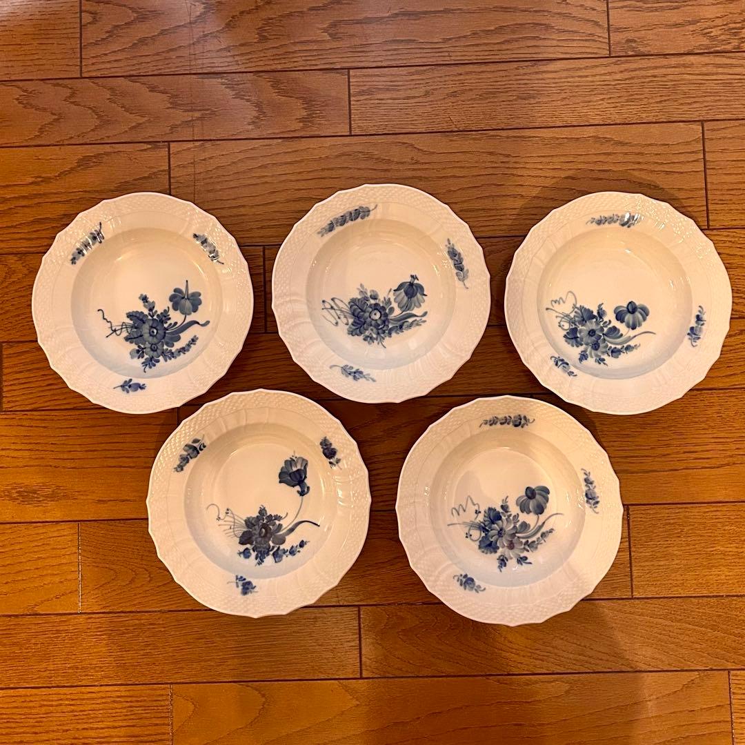 ロイヤルコペンハーゲン ブルーフラワー深皿 約23㎝ 6枚セット内1枚は欠け有