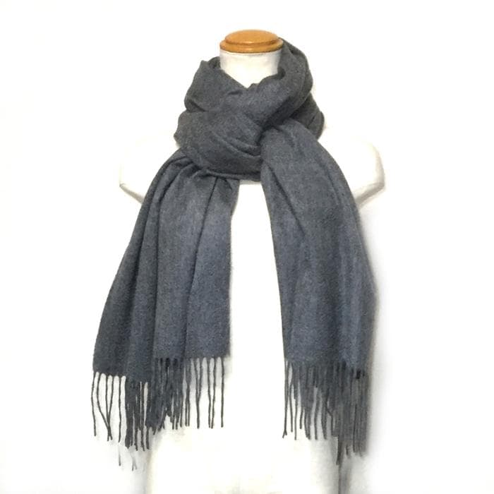 ラスト1枚値下超大判 100% カシミヤストールマフラー70㎝×200CGY新品