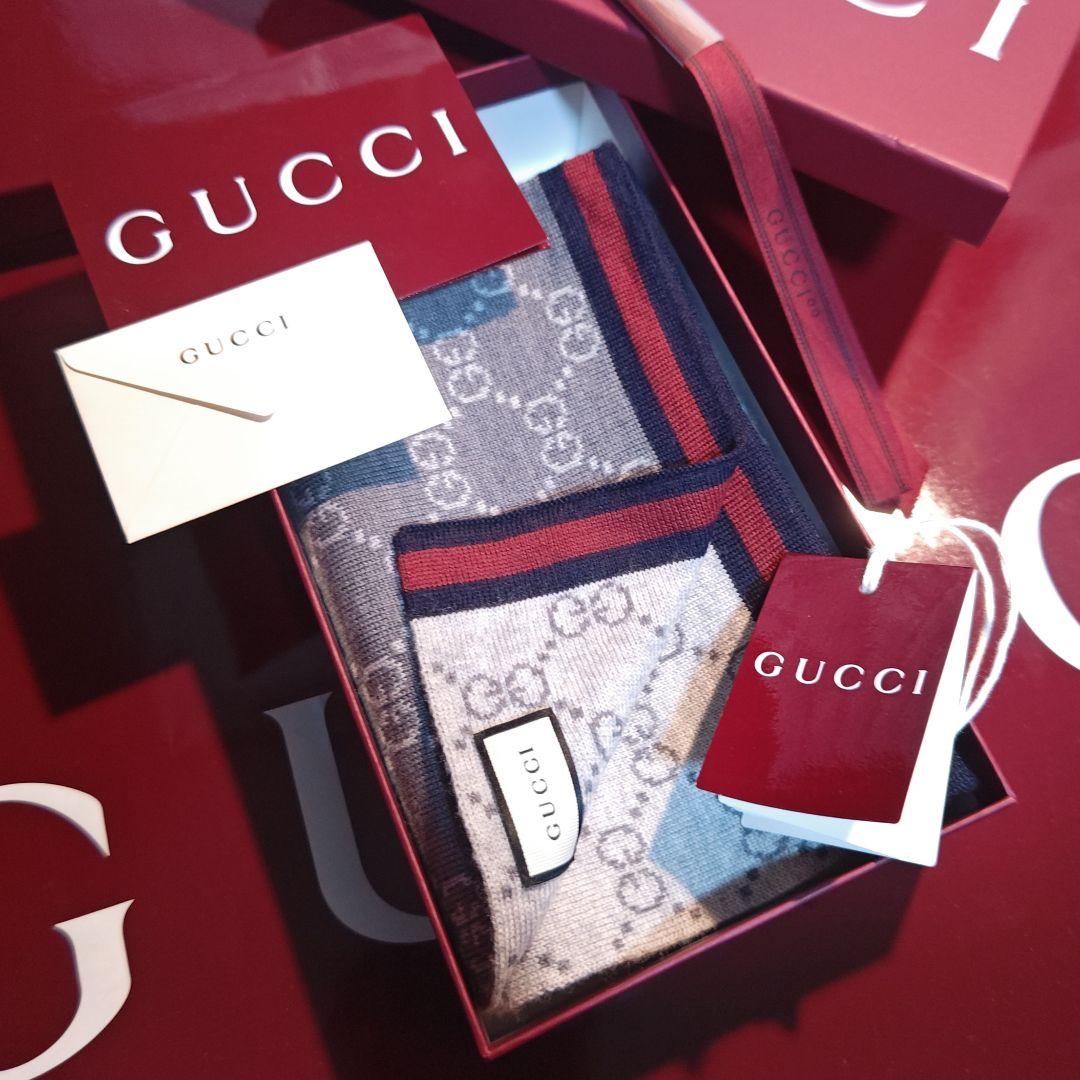 ❤極美品箱付❤GUCCI マフラー ストール スカーフ❤人気ライトグレー❤