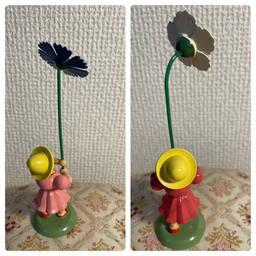 ドイツ エルツ地方木工芸品 花を持つ子ども達 6人※取り扱い注意点あり