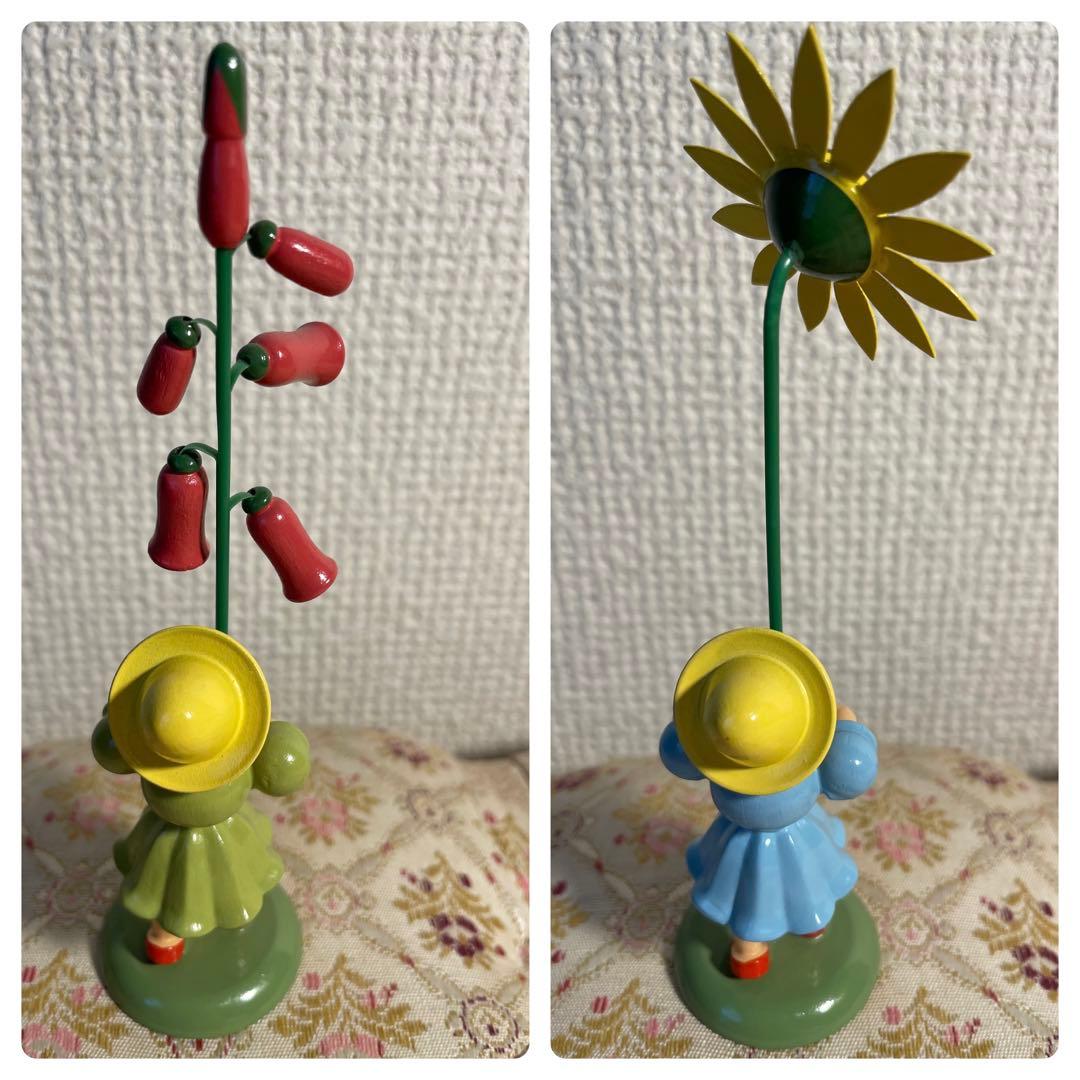 ドイツ エルツ地方木工芸品 花を持つ子ども達 6人※取り扱い注意点あり