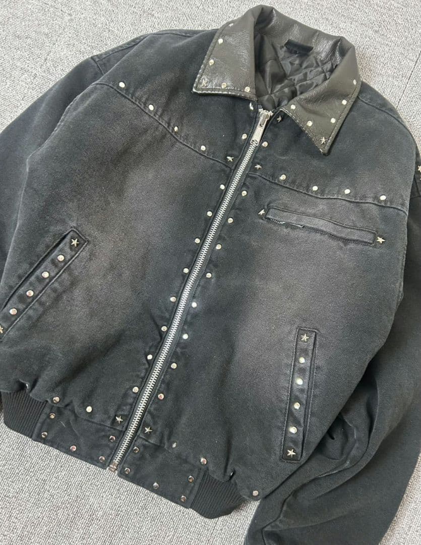 Belvet Star Studded Work Jacket レザー M