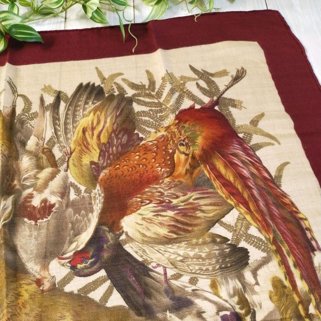 ☘️希少☘️カシミヤ エルメス　GIBIERS　狩猟の鳥獣　カレ90