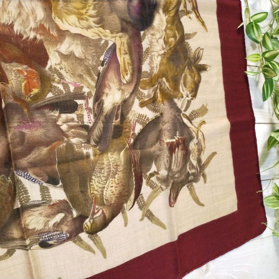 ☘️希少☘️カシミヤ エルメス　GIBIERS　狩猟の鳥獣　カレ90