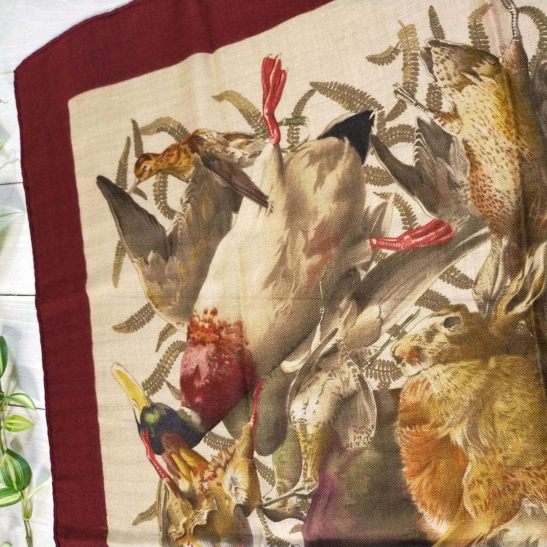 ☘️希少☘️カシミヤ エルメス　GIBIERS　狩猟の鳥獣　カレ90