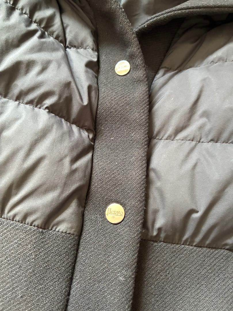 Herno ダウンジャケット ブラック　ウール切り替え