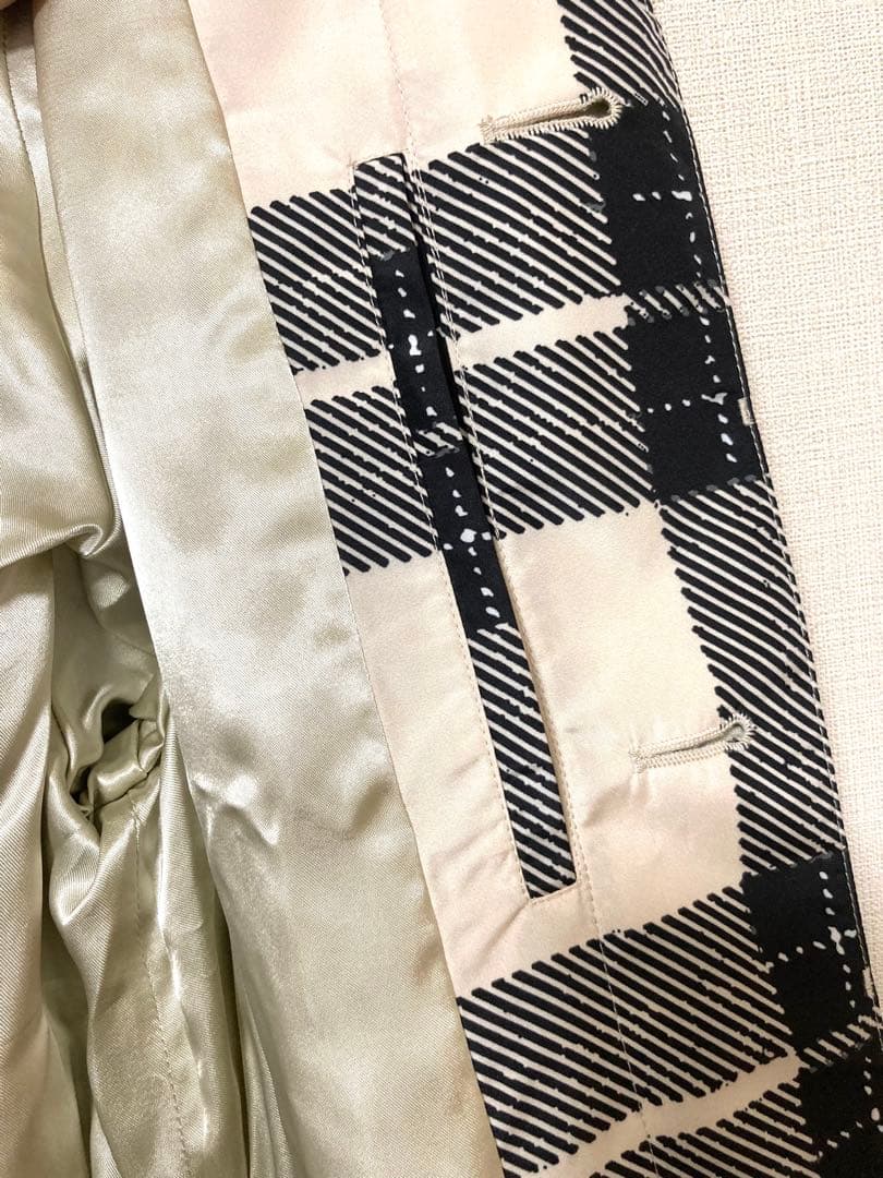 マルニ　チェック　プリント　総柄　ステンカラーコート メンズ　ジャケット　46