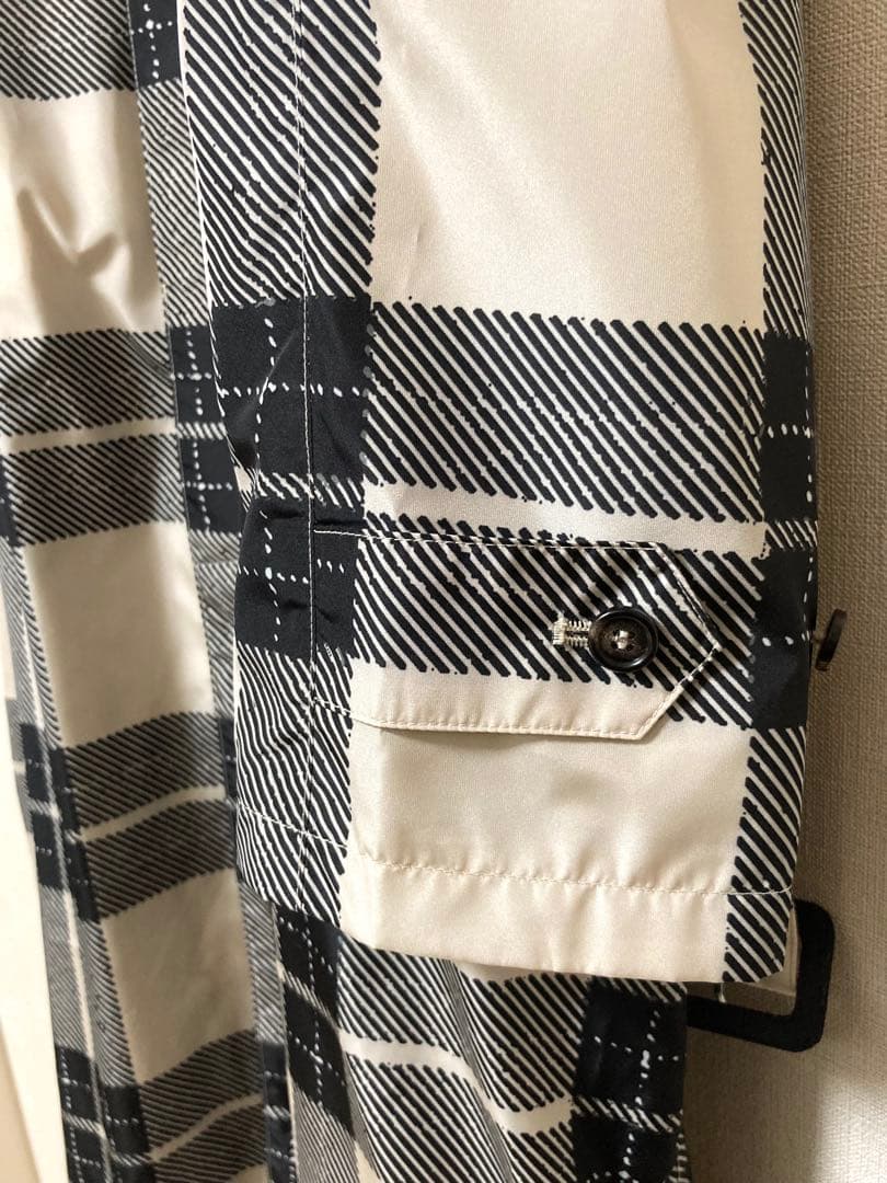 マルニ　チェック　プリント　総柄　ステンカラーコート メンズ　ジャケット　46