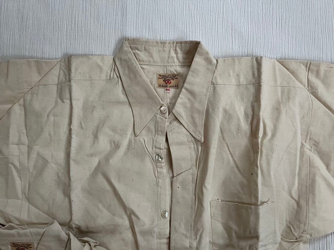 明治 大正 昭和初期 戦前 戦中 戦後 国民服 襟付木綿シャツ 作業着 貝釦
